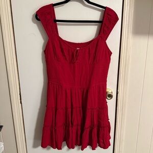 Aeropostale Red Tiered Square-Neck Mini Dress